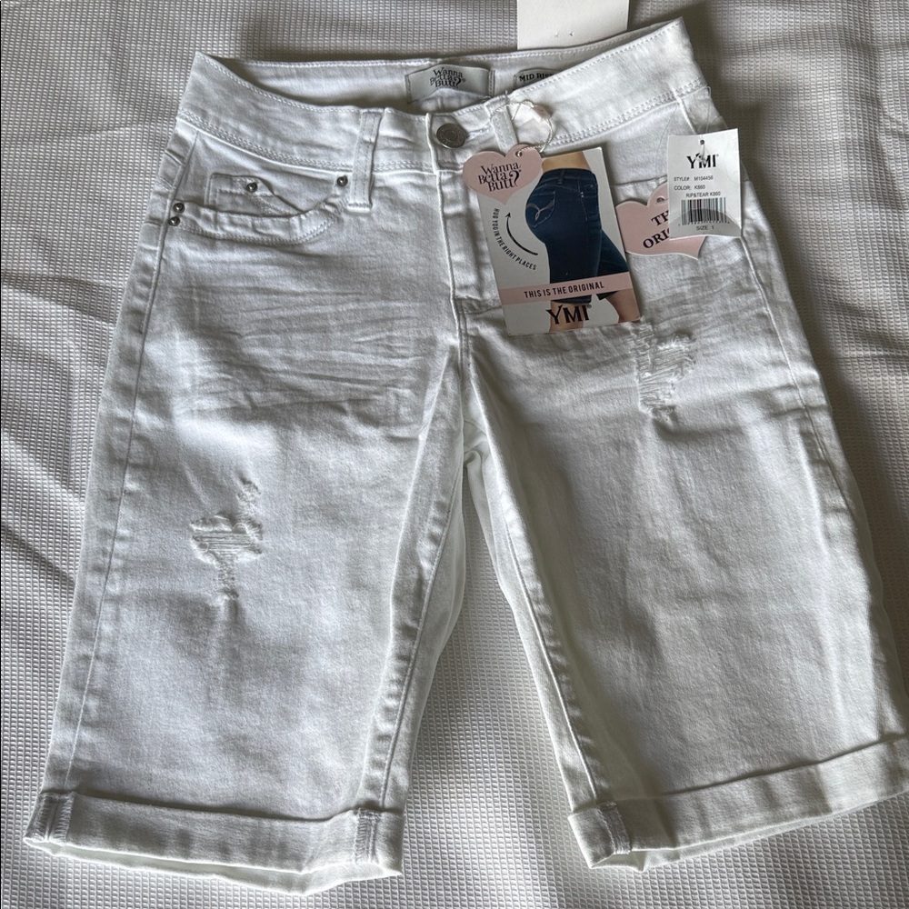 Wanna Better Butt Women White Sz1-25 Bermuda Original Mid-Rise Tummy Tuck